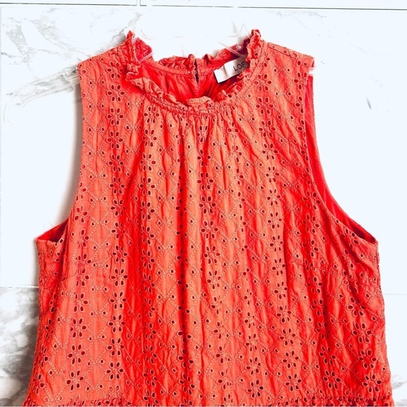 2/$30 - Loft - Coral Sleeveless Eyelet Peplum Top Size SP - Picture 4 of 8